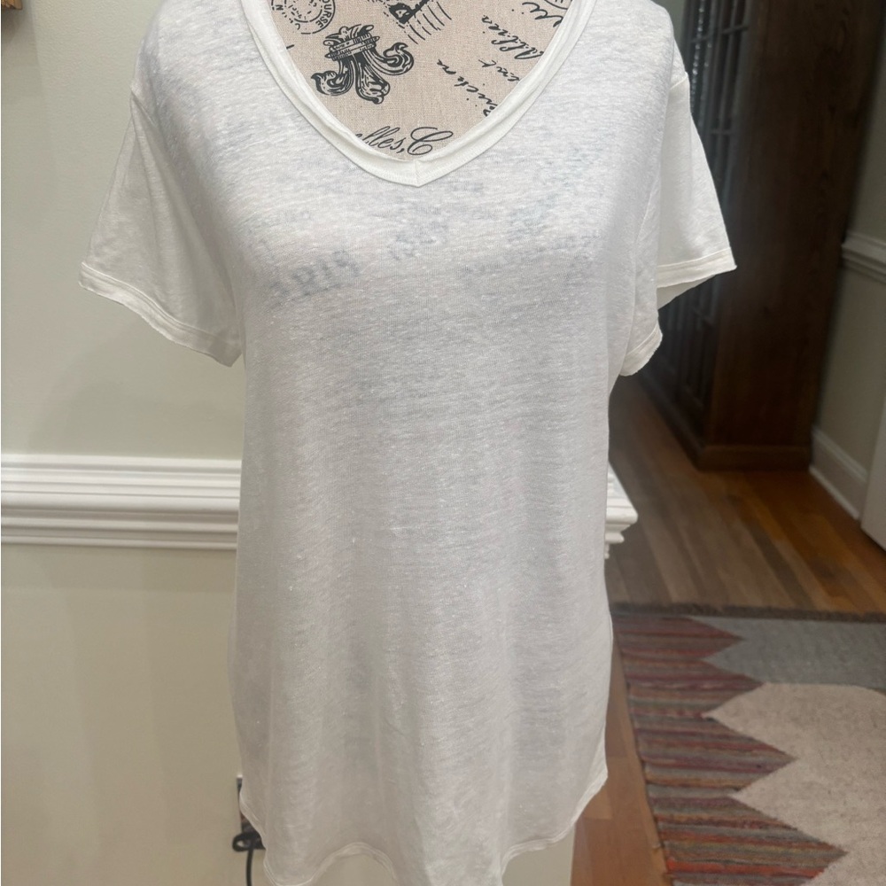 J. McLaughlin White Relaxed Short Sleeve Tee